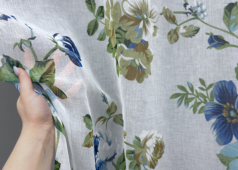 Тюль батист с цветочным принтом, коллекция 
