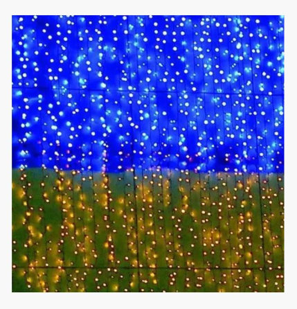 Гирлянда штора SFK-09 флаг Украины 3х3 метра с пультом USB Киев