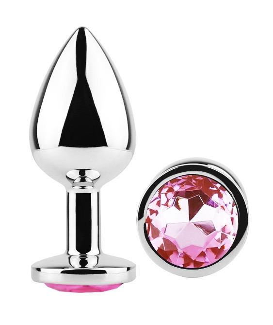 Анальная пробка с кристаллом EGZO - Silver Round Plug Pink size S Sex Aura Киев - изображение 2