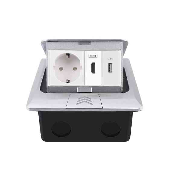 LIVOLO Розетка підлогова подвійна LIVOLO срібна, вбудована у підлогу, з USB 10Вт, HDMI, для кух Коломия