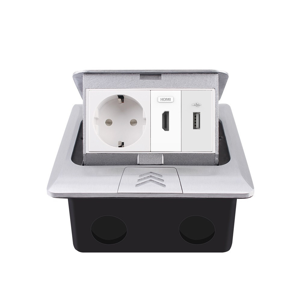 LIVOLO Розетка підлогова подвійна LIVOLO срібна, вбудована у підлогу, з USB 10Вт, HDMI, для кух Коломия - фото 1