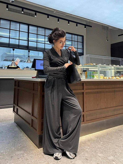 Женский стильный повседневный комплект двойка ангора Графит, 46/48 Одесса - изображение 6