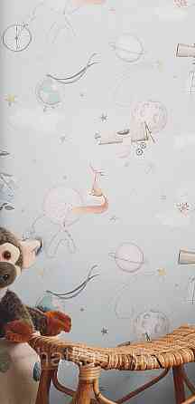 Шпалери флізелінові еко Rasch Kids World II 0.53х10 дитячі карти глобуса компаси літаки зірки на блакитному Київ