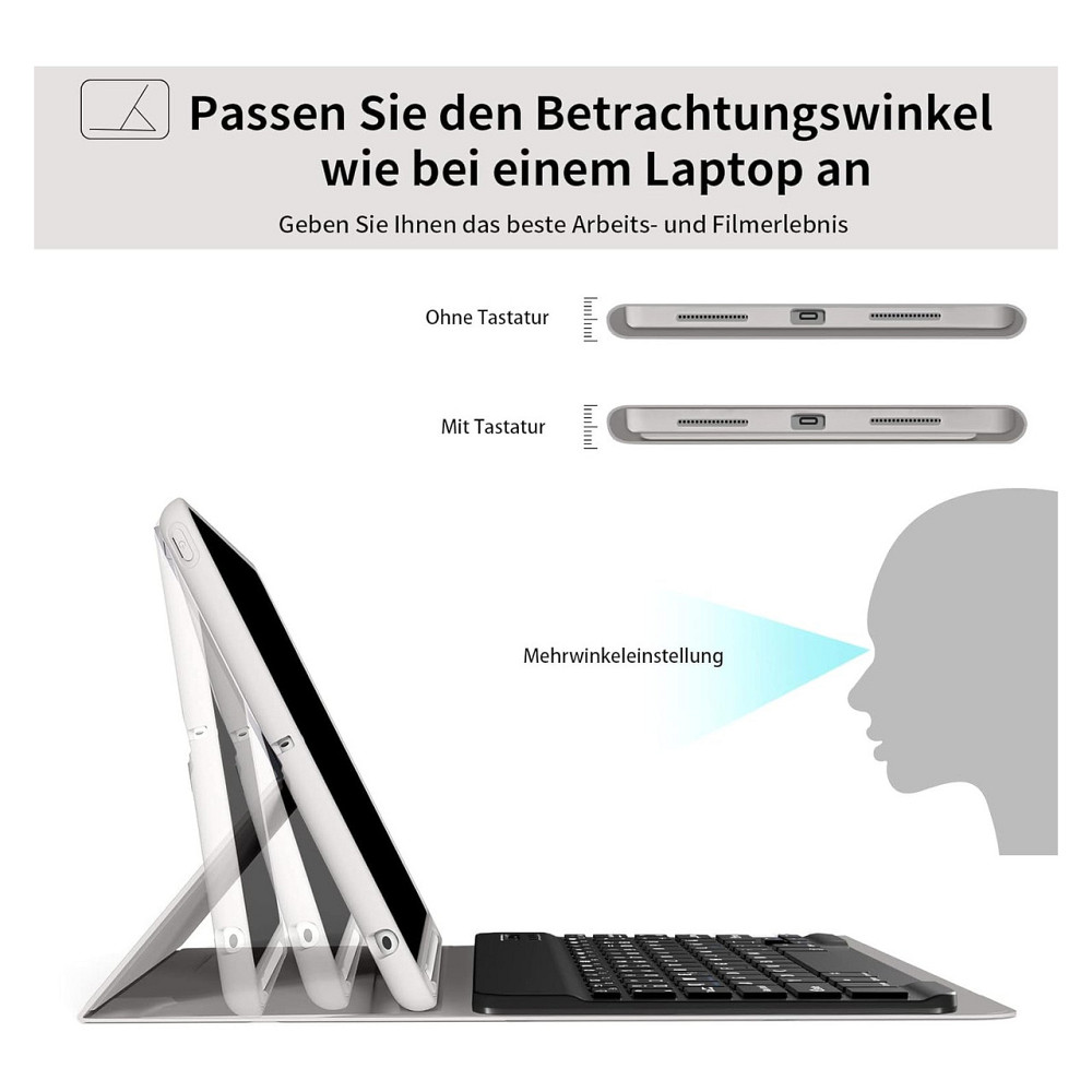 Чехол-клавиатура для iPad 10.2 (7/8/9 поколений) Серый QWERTZ с держателем для Pencil Киев - изображение 8