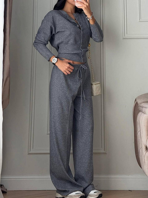 Женский базовый повседневный костюм, двойка, турецкая ангора. Меланж, 46/48 Одесса - изображение 1