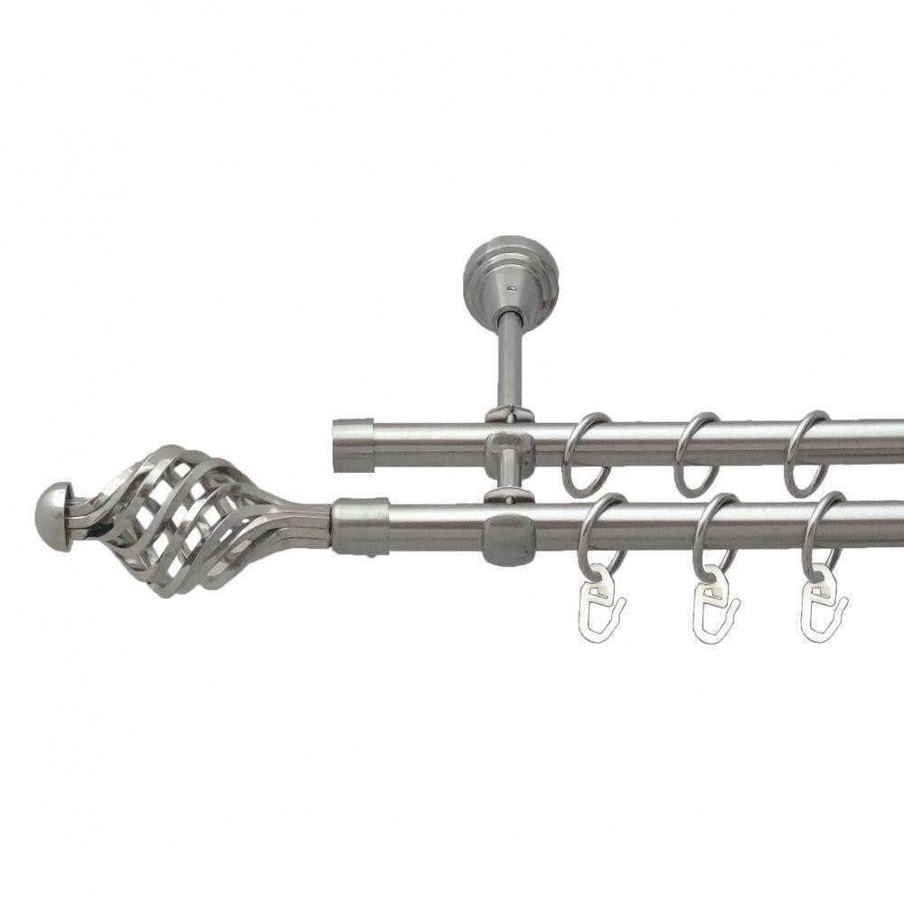 Карниз Orvit Арезо металевий дворядний відкритий гладка труба кільце металеве Нержавіюча Сталь 16\16 мм 300 см Львов - изображение 1