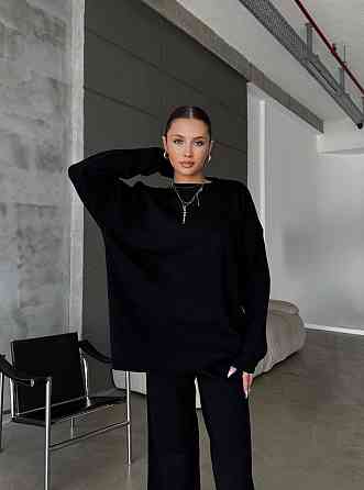 Жіночий затишний базовий костюм двійка з турецької ангори-кашемір Чорний, 46/48 Одеса