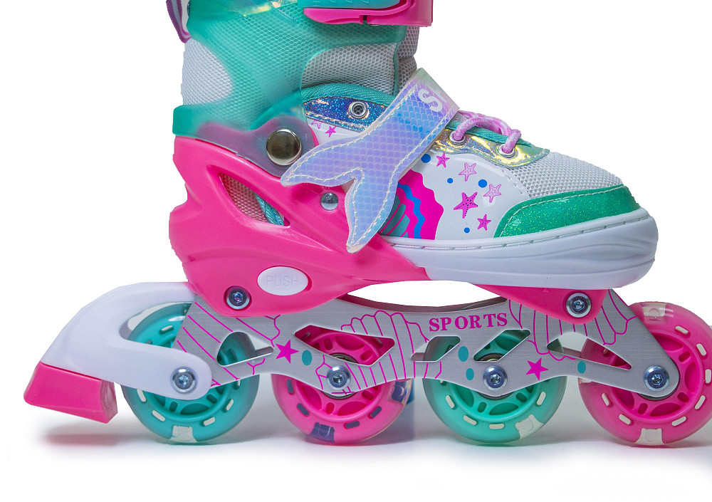 Дитячі розсувні ролики Русалочка Scale Sports бірюзові, розмір 34-38. Усі колеса світяться Одеса - фото 7