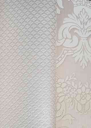 Шпалери вінілові на флізеліні Rasch Trianon Xlll 0.53х10 класика під тканину смуги фігури кремові з блиском Київ