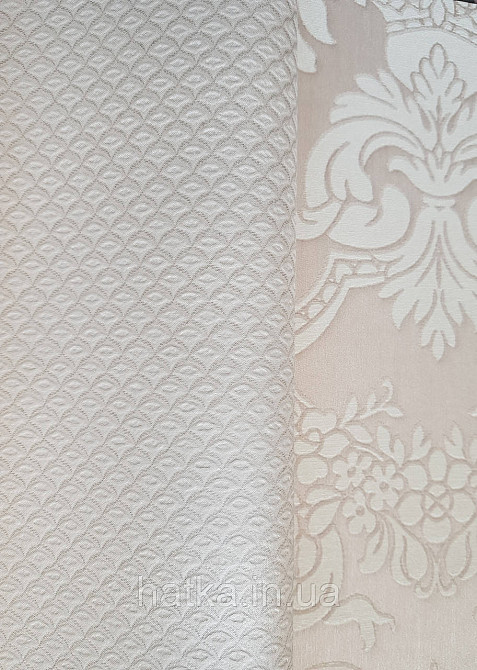 Шпалери вінілові на флізеліні Rasch Trianon Xlll 0.53х10 класика під тканину смуги фігури кремові з блиском Київ - фото 2
