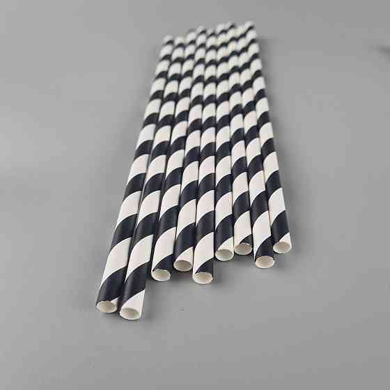 Соломка трубочка паперова Ø 5 мм 20 см "Віта " біло-чорна 25 шт (1 пачка) Харків