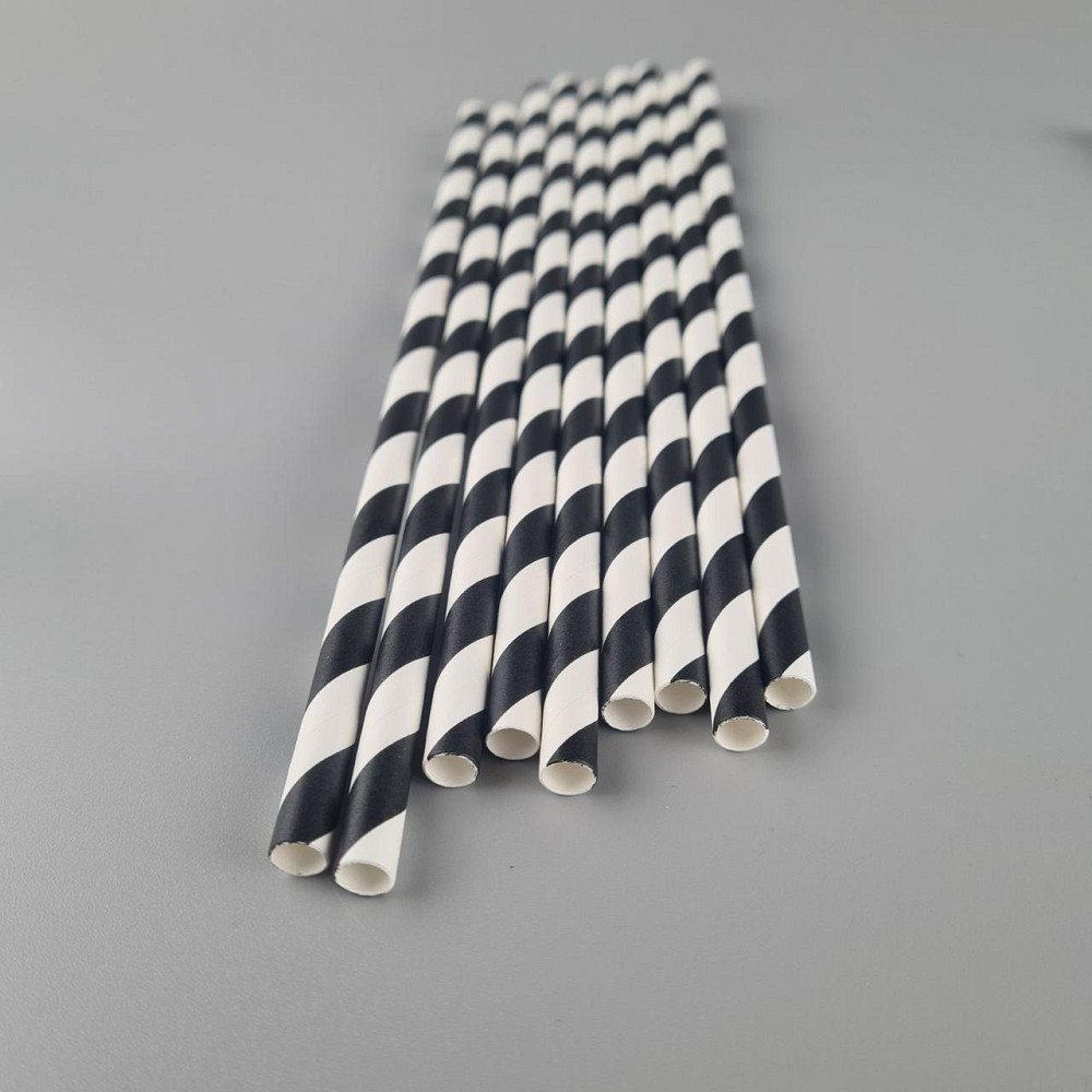 Соломка трубочка паперова Ø 5 мм 20 см "Віта " біло-чорна 25 шт (1 пачка) Харків - фото 1