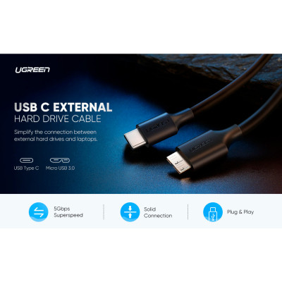 Дата кабель USB-C 3.1 to Micro USB 3.0 1.0m 3A US312 black Ugreen (20103) Винница - изображение 6