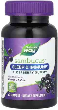 Чорна бузина для сну та імунітету Nature's Way Sleep + Immune with Melatonin & L-Theanine 50 жув цук Київ