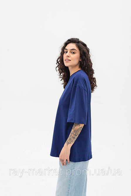 Футболка оверсайз RAY OVERSIZE женская темно-синяя (U0104W-Navy Blue) Киев - изображение 3