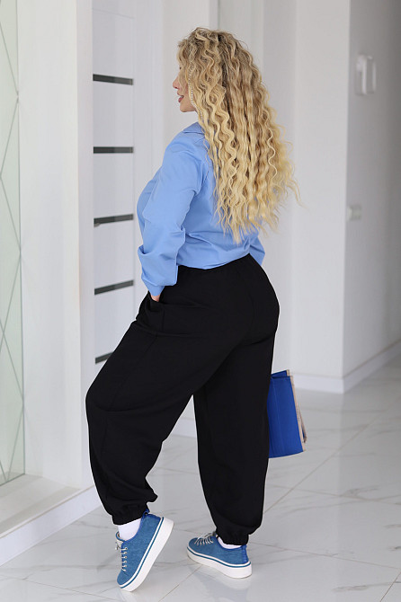 Жіночі широкі штани джогери "Flavio" Норма та батал Чорний, 54-56 Київ - фото 4