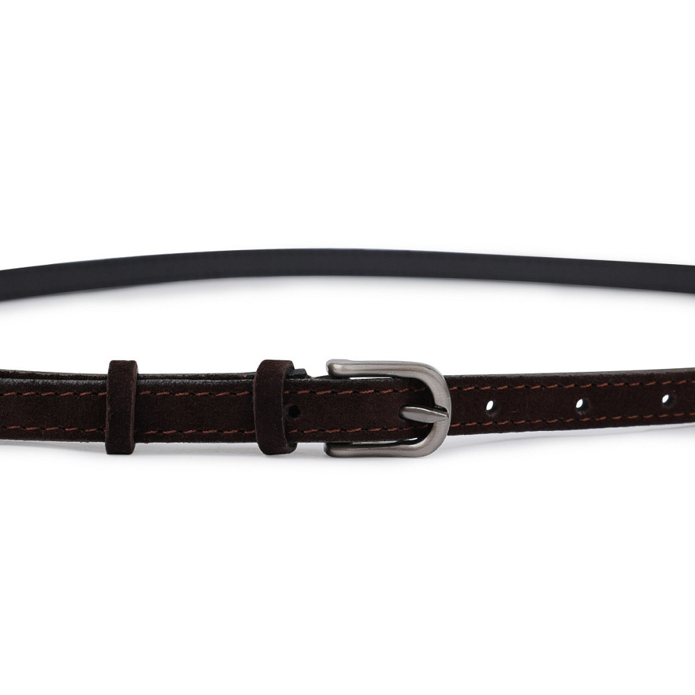 Тонкий замшевий ремінь для жінок Vintage 20773 Темно-коричневий Київ - фото 7