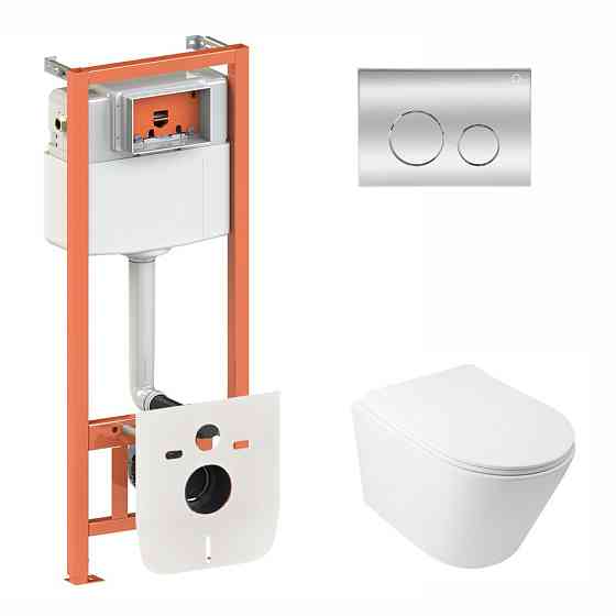 Готове рішення Qtap для ванної кімнати: підвісний унітаз Swan Rimless 520х360х320 + комплект інсталяції Nest 4 в 1 (кругла Київ