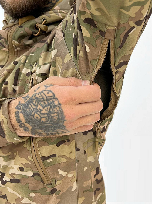 Тактический осенний костюм Softshell куртка и штаны (Мультикам) XXXXL Винница - изображение 9