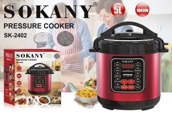 Мультиварка электрическая на 5 л мощностью 1000 Вт. Sokany SK-2402 Красная Скороварка на 10 программ Коломия