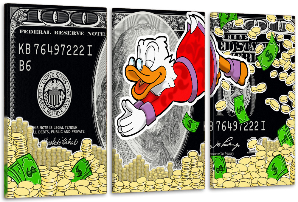 Модульная картина в гостиную / спальню   Скрудж Макдак та гроші     ART-277_3A Киев - изображение 1
