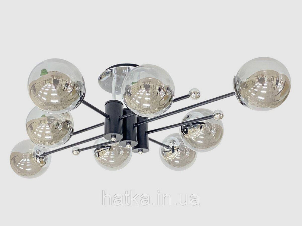 Потолочная люстра на 8 плафонов 91191/8 черный+хром Киев - изображение 1