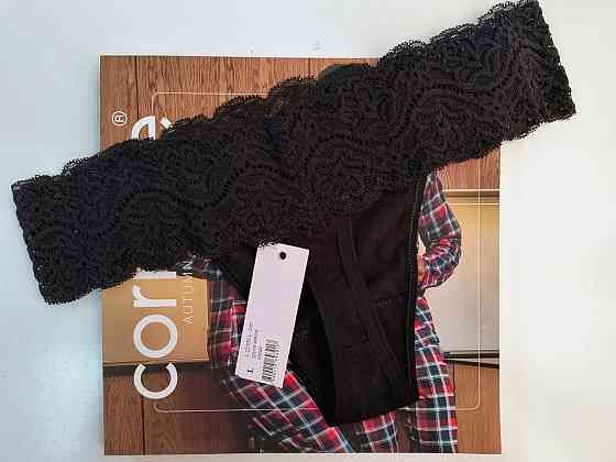 Стринги кружевные хлопок (2шт в уп) Lans 22/030 M, Черный Киев