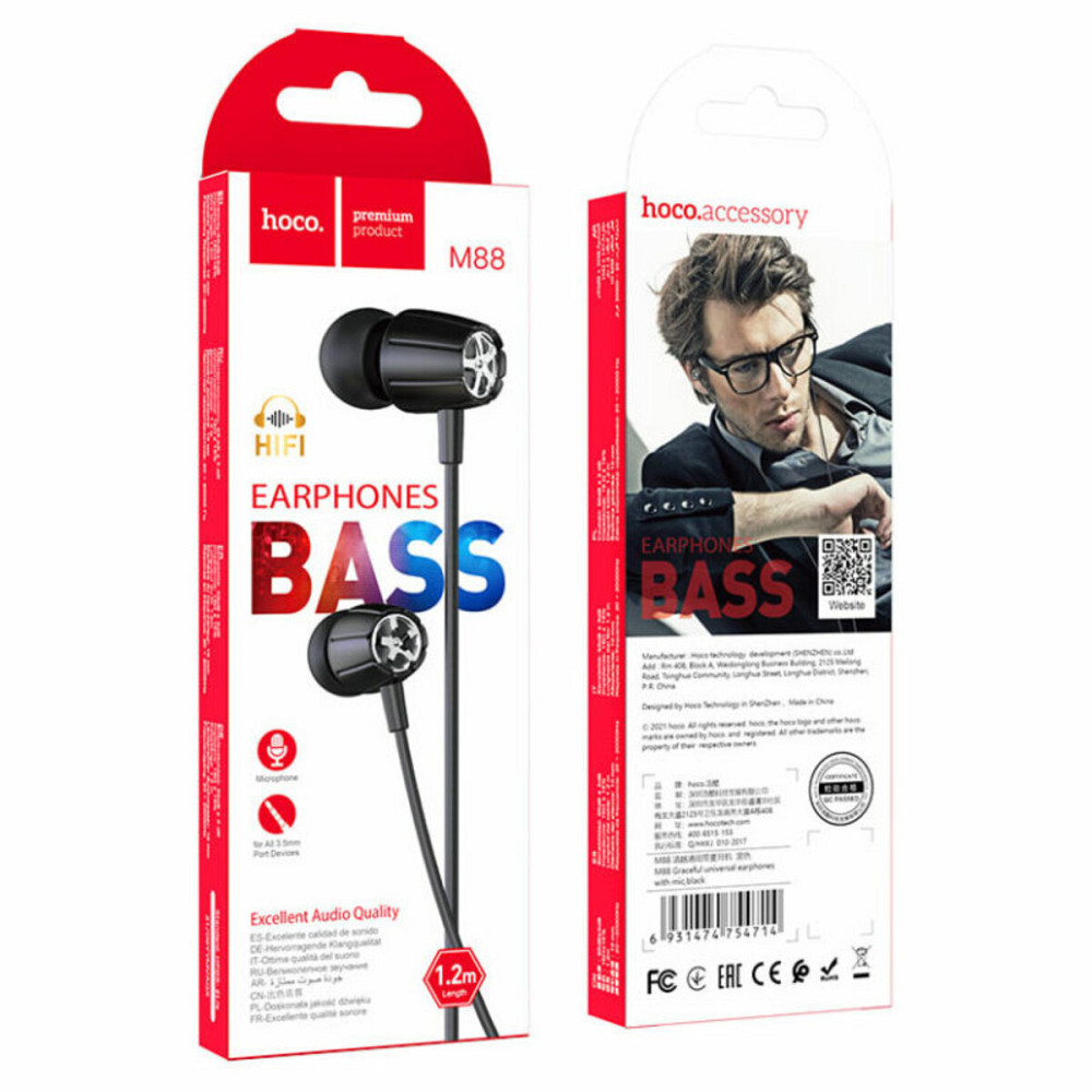 Навушники HOCO M88 Graceful universal earphones with mic Black Київ - фото 5