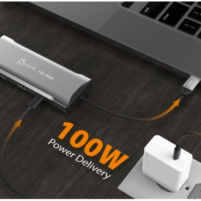 Концентратор J5create USB-C 9-in-1 2xUSB 3.2 + 2xUSB-C PD + 2xHDMI 4K + DisplayPort + SD/TF + RJ45 1000Mbps gray (JCD397-N) Винница - изображение 11