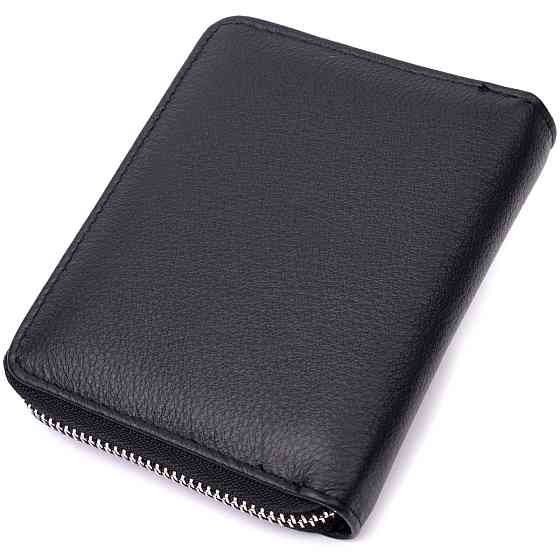 Портмоне для женщин на молнии в классическом цвете из натуральной кожи Черный (ST Leather) Киев