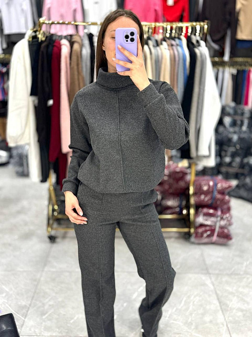 Жіночий стильний костюм-двійка Ангора-кашемір Графіт, 46/48 Одеса - фото 1