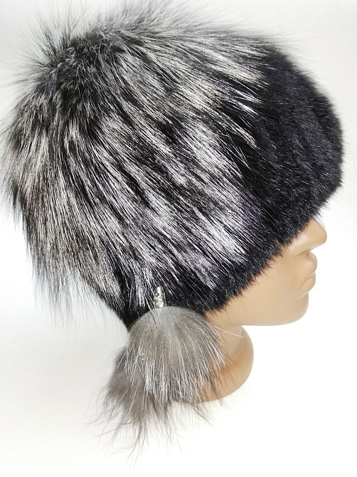 Шапка хутряна жіноча куток Габріела Чорний Харків - фото 3