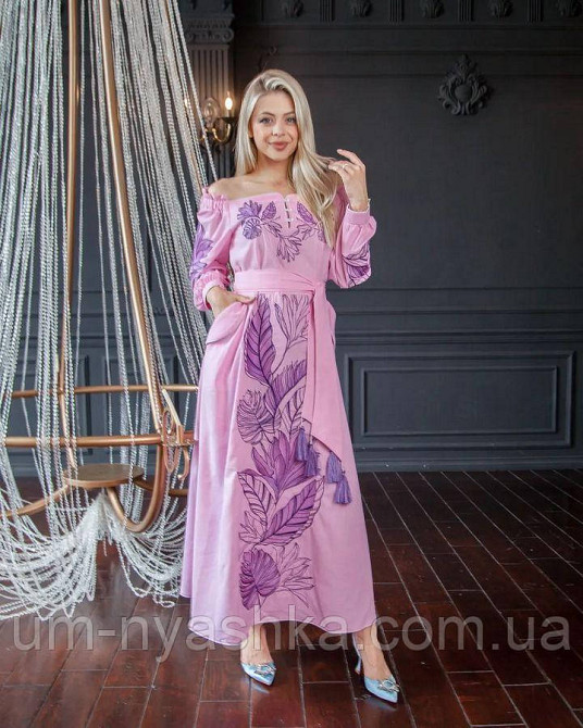 Жіноча вишита сукня на льоні Княжна рожева Кривий Ріг - фото 6