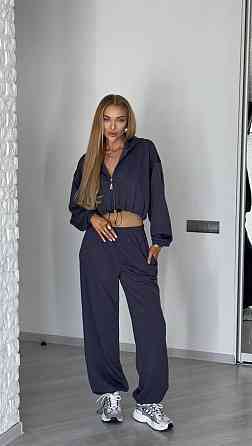 Женский трендовый базовый спортивный костюм трехнить петля Графит, 42/44 Одесса