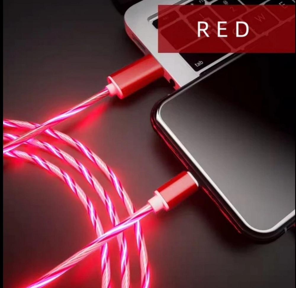 LED кабель Type C Червоний Сміла - фото 1