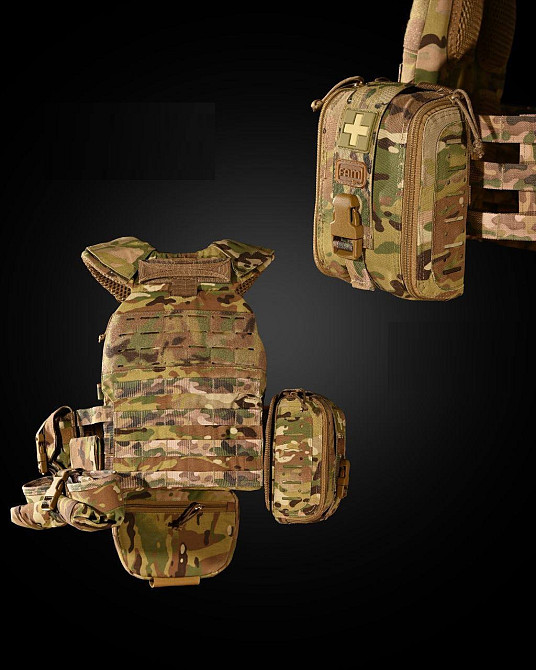 Тактический комплект плитоноски М7 с 7 подсумками (без плит) Мультикам Вінниця - фото 9