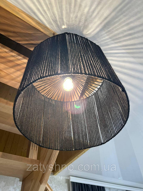 Абажур плетений круглий чорний Київ - фото 7