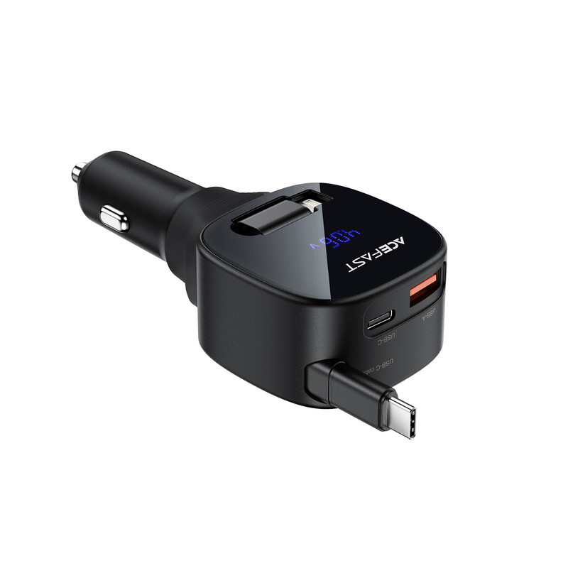 Автомобильное зарядное устройство ACEFAST B17 95W car charger with telescopic cable Black Одесса - изображение 3