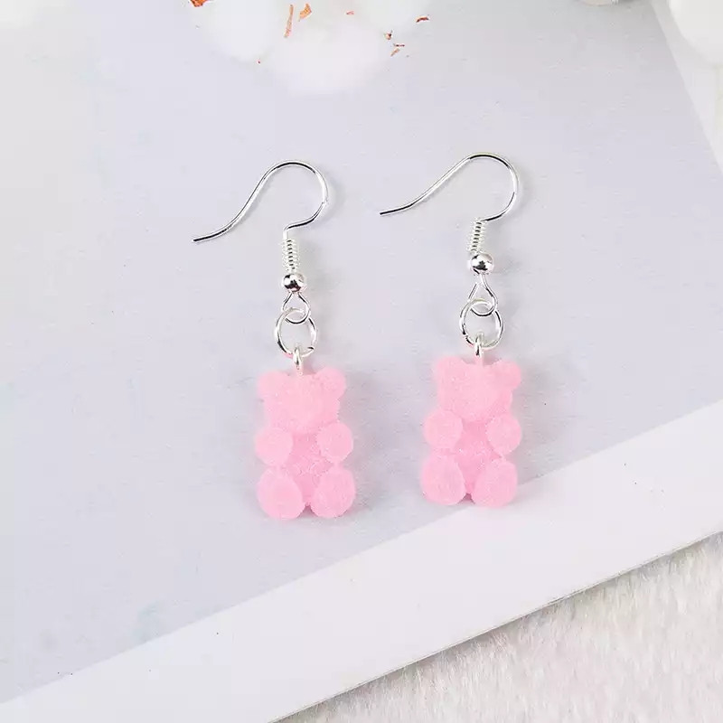 Сережки в виде мишек розовые - размер мишки 1,7см, смола Киев - изображение 1