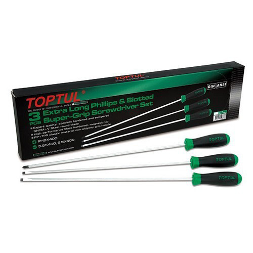 Набор отверток длинных 3ед. TOPTUL (PH2x400, SL5,5x400, SL6,5x400) GAAE0306 Чернигов - изображение 1