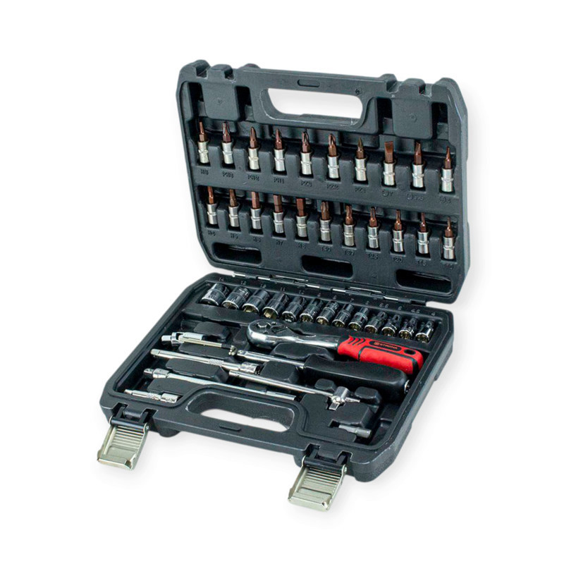 Набір інструменту 1/4" 46 шт, 4-14 мм з тріщ., подовжує., кардан, отв.-вороток, біти Мукачево - фото 1