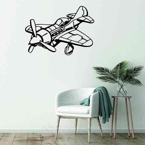Декоративное настенное Панно «Самолет», Декор на стену 90*49 см, Черный Киев