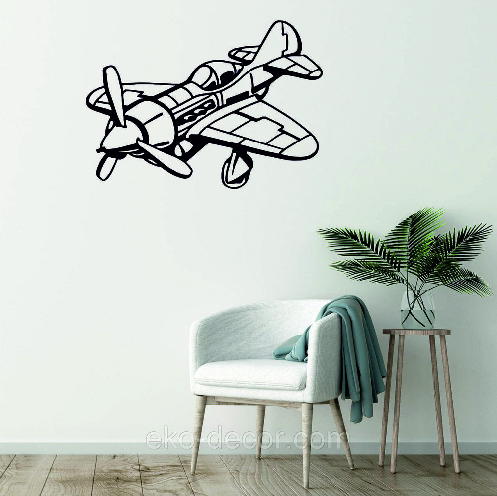 Декоративное настенное Панно «Самолет», Декор на стену 90*49 см, Черный Киев - изображение 2
