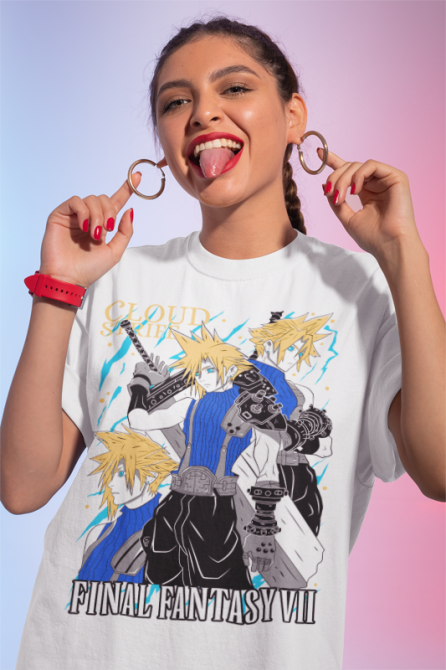 Футболка для хлопчика з аніме принтом Фінал Фантасй Фф Клоуд оверсайз (зріст від 165 до 180) Чорний AnimeJ0629m Дніпро - фото 2