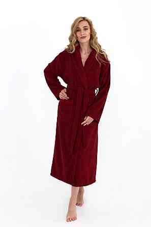 Жіночий халат Ideal Textile банний махровий бордовий (56860446) Чернівці