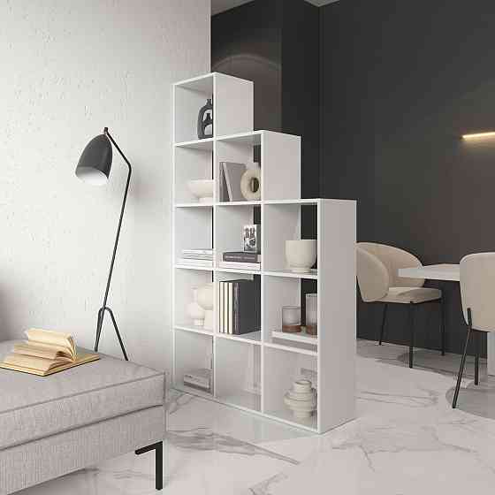 Стелаж VAYS M-6 Білий, книжкова полиця на 12 комірок, ЛДСП, 108×29×178 см - для дому, офісу, дитячої або вітальні Львів