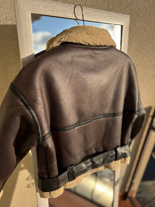 Дублянка жіноча Aftf Basic 265 коротка ремінь блискавка з хутром екошкіра коричнева, коричневий, S Київ - фото 4