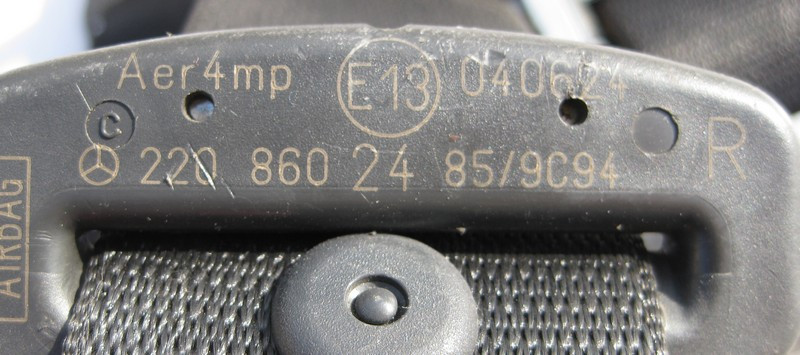 Mercedes-Benz  A2208602485 9C94 Ремінь безпеки передній правий чорний рестайл S-Class W220 Одеса - фото 2