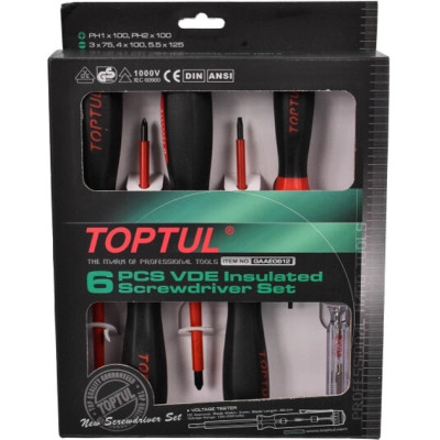 Набір викруток Toptul діелектричних до 1000В 6шт. (GAAE0612) Вінниця - фото 1