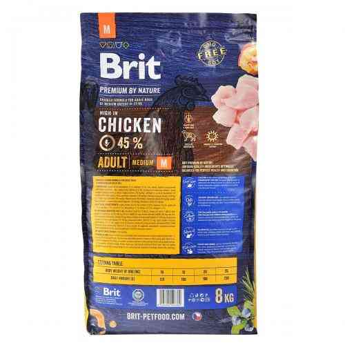 Корм сухой Brit Premium Dog Adult M для взрослых собак средних пород весом 10-25 кг с курицей 8 кг. Киев